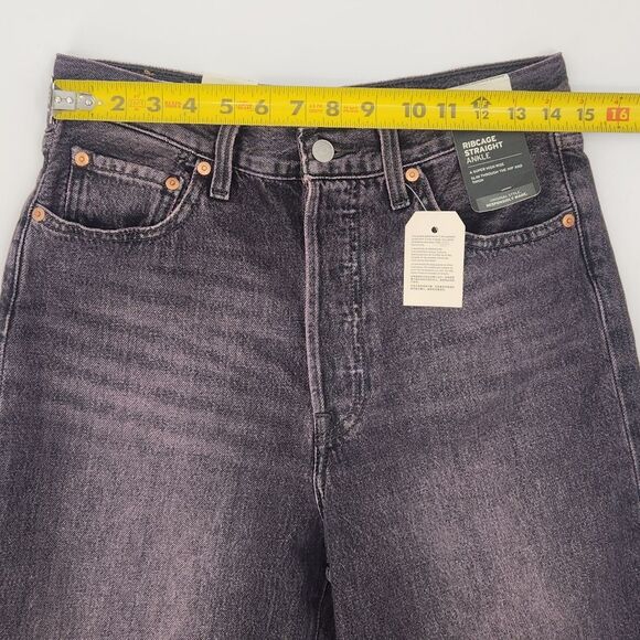 Levis Ribcage Straight Ankle Jeans Size 29x27 Purple Black Acid High Waist Chic - Picture 7 of 11
